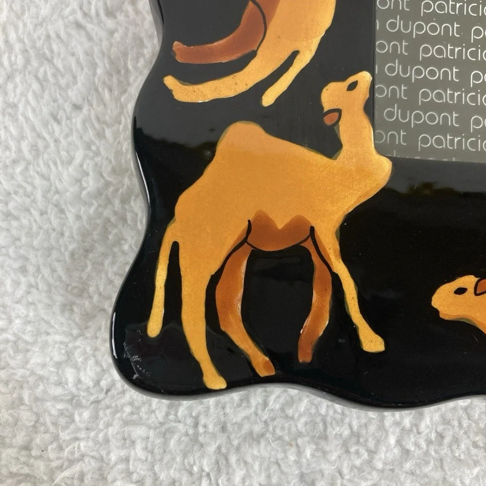 Patricia DuPont Black Picture Frame Camel Ceramic‎ 9.5x8 Rare Artsy Vintage 1997